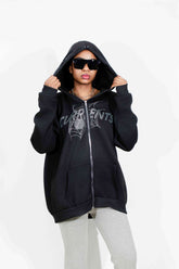 OHFRU Cross And Spiderweb Zip Hoodie