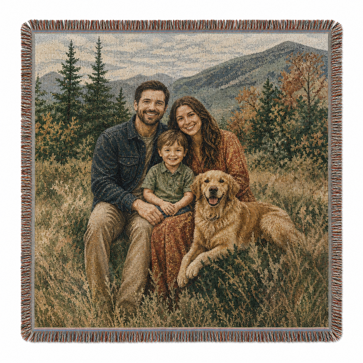 Oohfu Personalized Woven Photo Blanket, Custom Tapestry Throw