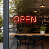 RETRP OPEN LED Neon Sign for Business, Red, Clear Acrylic