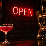 RETRP Custom Bar LED Neon Sign, Red OPEN Light, Clear Acrylic