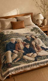 Oohfu Personalized Woven Photo Blanket, Custom Tapestry Throw