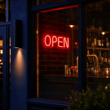 RETRP OPEN LED Neon Sign for Business, Red, Clear Acrylic