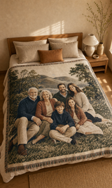 Oohfu Personalized Woven Photo Blanket, Custom Tapestry Throw