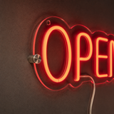 RETRP OPEN LED Neon Sign for Business, Red, Clear Acrylic