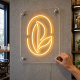 RETRP Custom Business Logo LED Neon Sign, Clear Acrylic