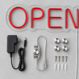 RETRP OPEN LED Neon Sign for Business, Red, Clear Acrylic