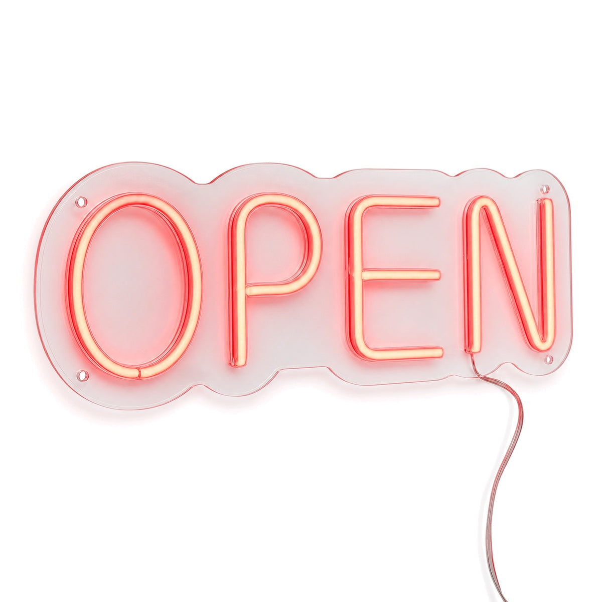 RETRP OPEN LED Neon Sign for Business, Red, Clear Acrylic
