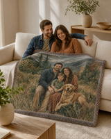 Oohfu Personalized Woven Photo Blanket, Custom Tapestry Throw