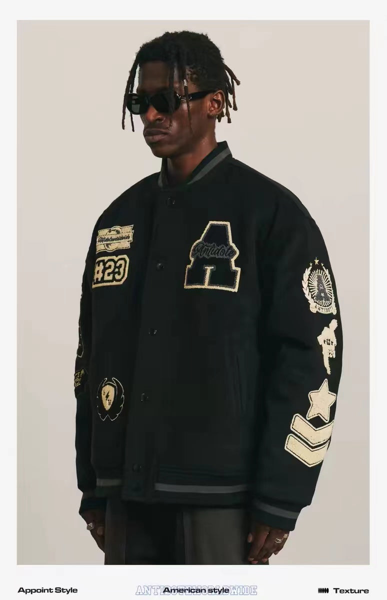 OHFRU embroidery patterns baseball jacket.